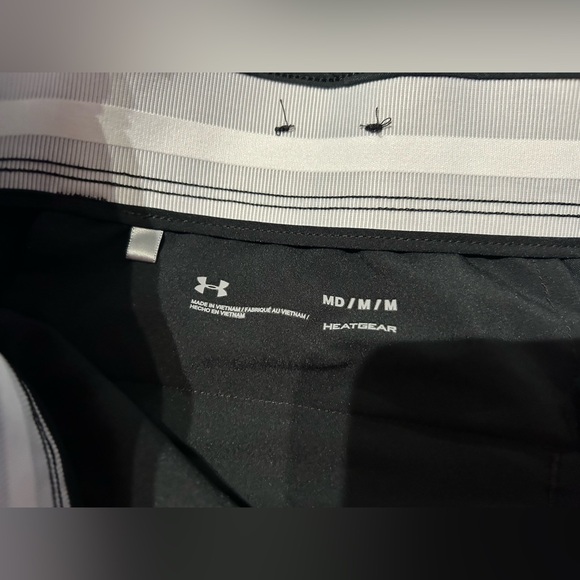 Women’s Underarmour Classic Black Golf Shorts Size Medium Navy Blue stripe - Picture 5 of 5